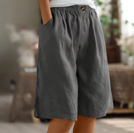 Women's Loose Fit Elastic Waist Shorts with Side Pockets
