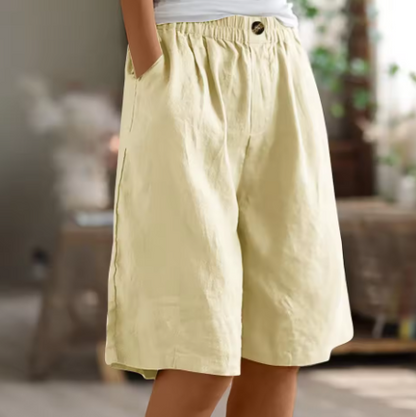 Women's Loose Fit Elastic Waist Shorts with Side Pockets