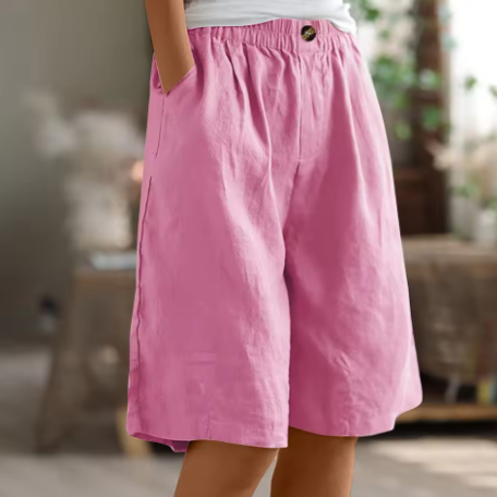 Women's Loose Fit Elastic Waist Shorts with Side Pockets