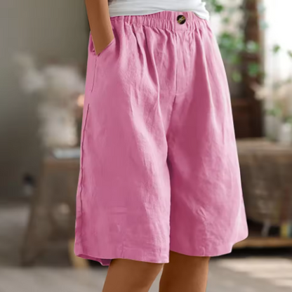 Women's Loose Fit Elastic Waist Shorts with Side Pockets