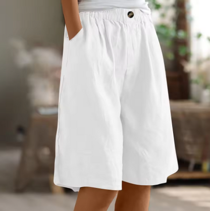 Women's Loose Fit Elastic Waist Shorts with Side Pockets