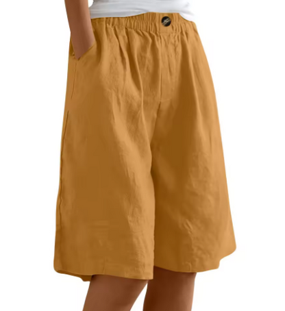 Women's Loose Fit Elastic Waist Shorts with Side Pockets