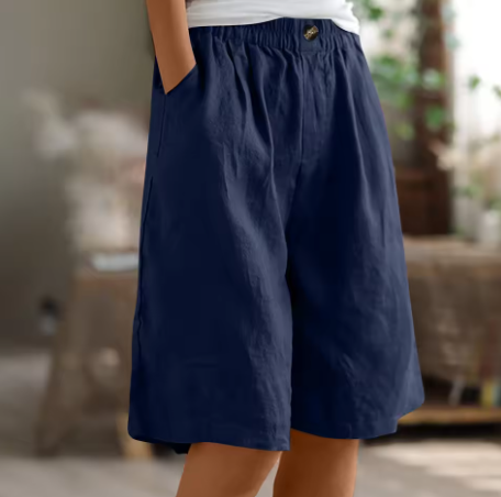Women's Loose Fit Elastic Waist Shorts with Side Pockets