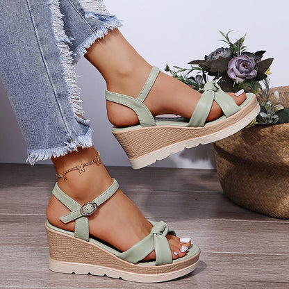 Comfort Platform Wedge Sandals with Ankle Strap