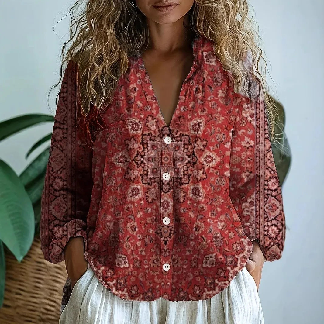 Women’s Boho Vintage Floral Printed Blouse