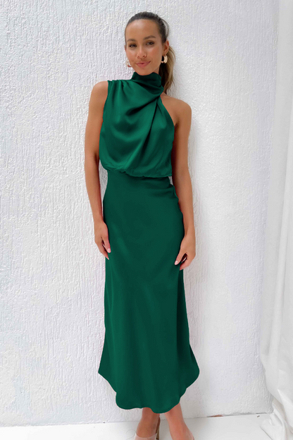 Elegant Maxi Dress Asymmetrical Neckline