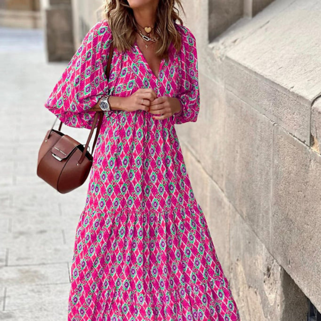 Lucy Boho Maxi Dress for Women - Flowing Bohemian Style