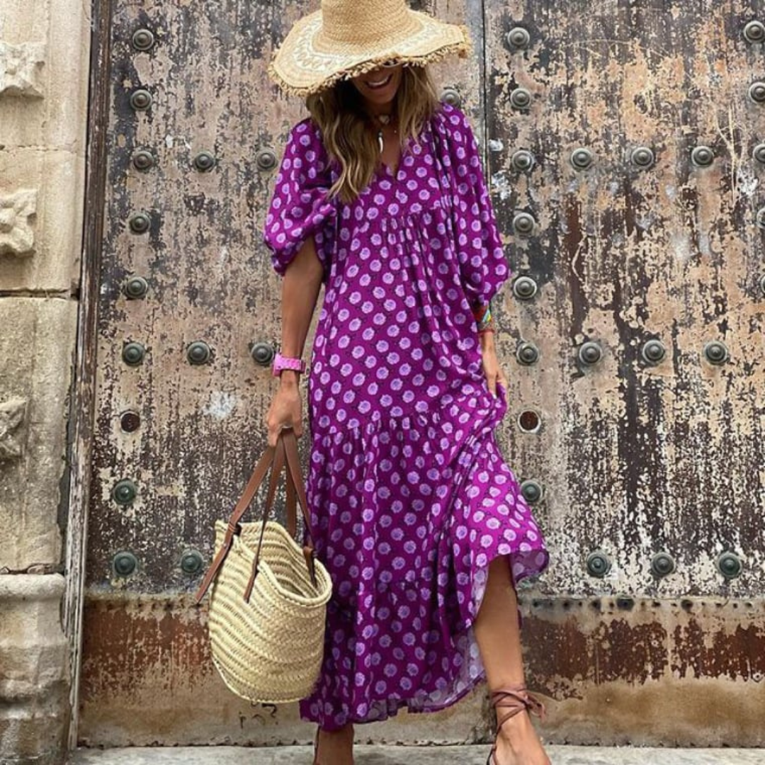 Lucy Boho Maxi Dress for Women - Flowing Bohemian Style