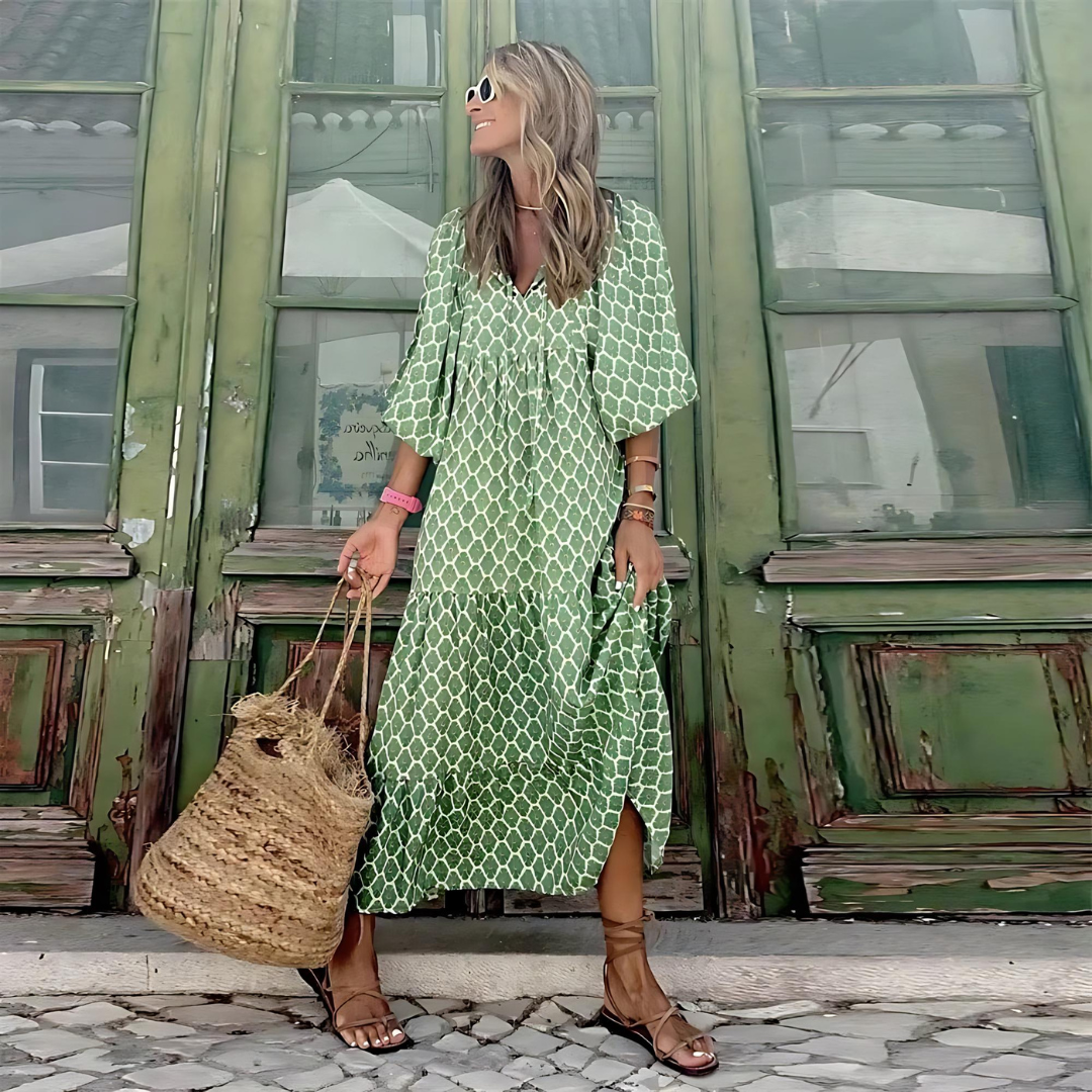 Bohemian Printed Flowing Maxi Dress for Women