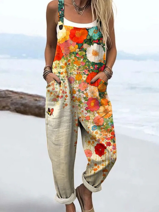 Floral Printed Casual Sleeveless Jumpsuit for Women