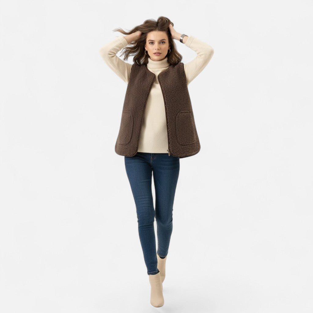 Women’s Cozy Button-Up Sherpa Vest