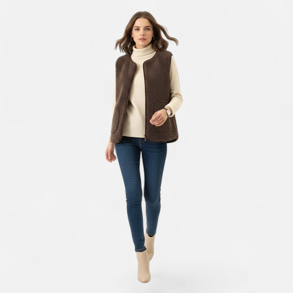 Women’s Cozy Button-Up Sherpa Vest