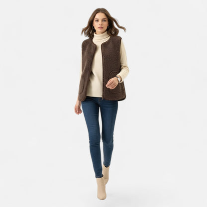 Women’s Cozy Button-Up Sherpa Vest