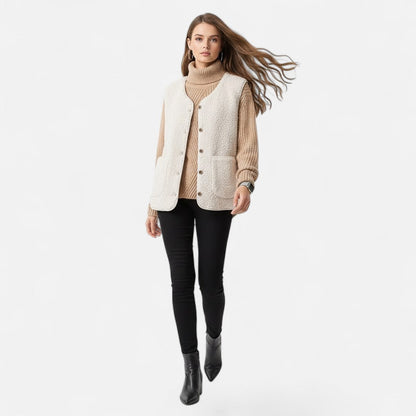 Women’s Cozy Button-Up Sherpa Vest