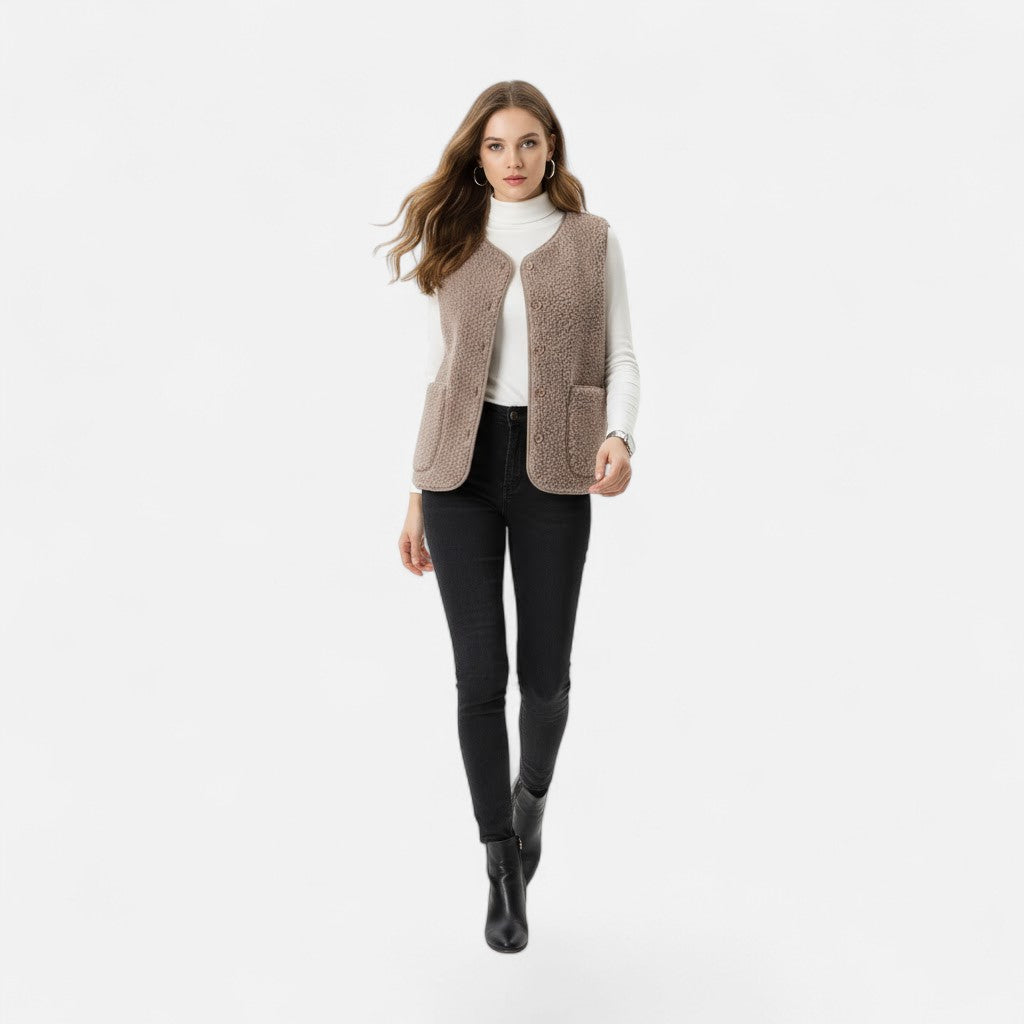 Women’s Cozy Button-Up Sherpa Vest