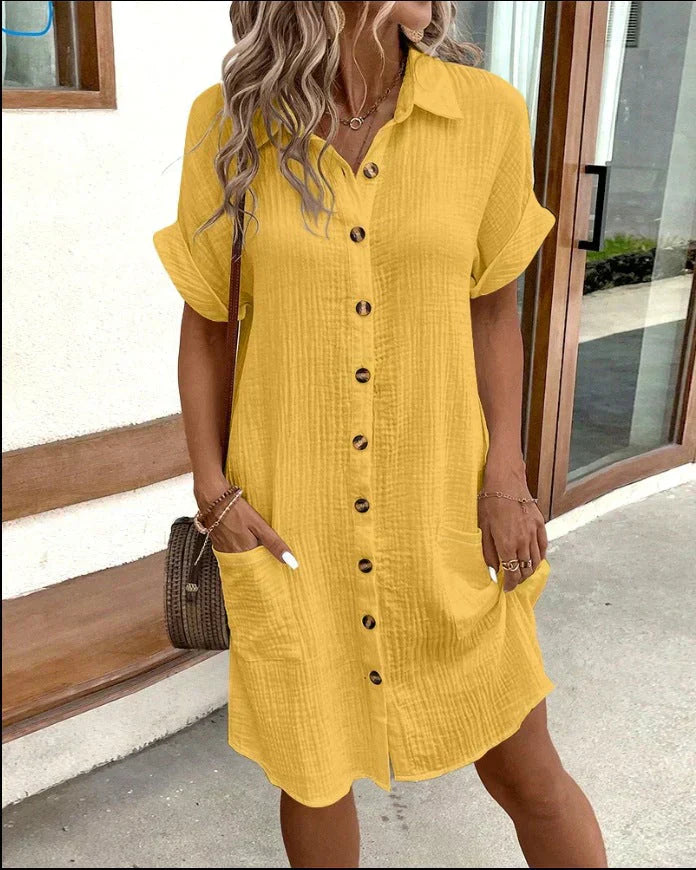 Women's Polo Shirt Dress with Relaxed Fit and Classic Collar