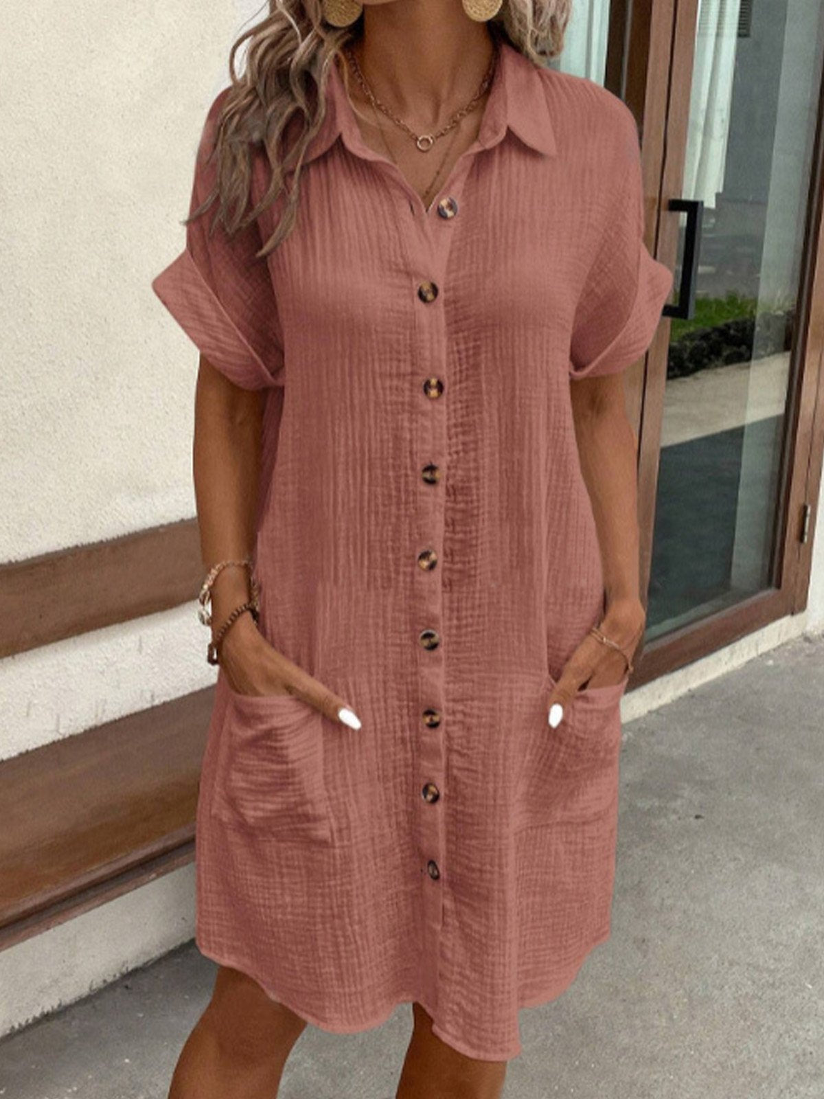 Women's Polo Shirt Dress with Relaxed Fit and Classic Collar