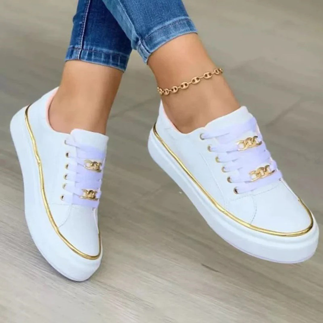 Minimalist Casual Sneakers with Gold Detail