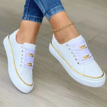 Minimalist Casual Sneakers with Gold Detail