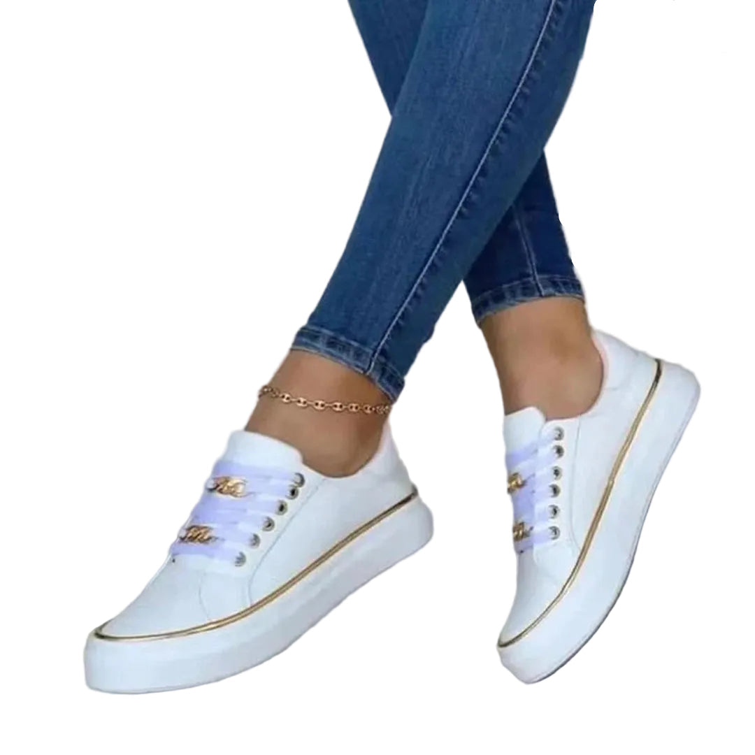Minimalist Casual Sneakers with Gold Detail