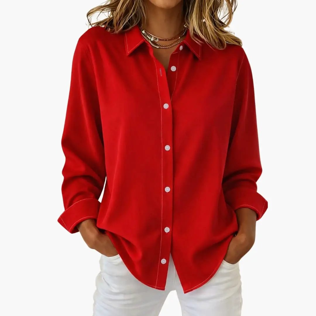 Women’s Relaxed Fit Button Up Long Sleeve Shirt