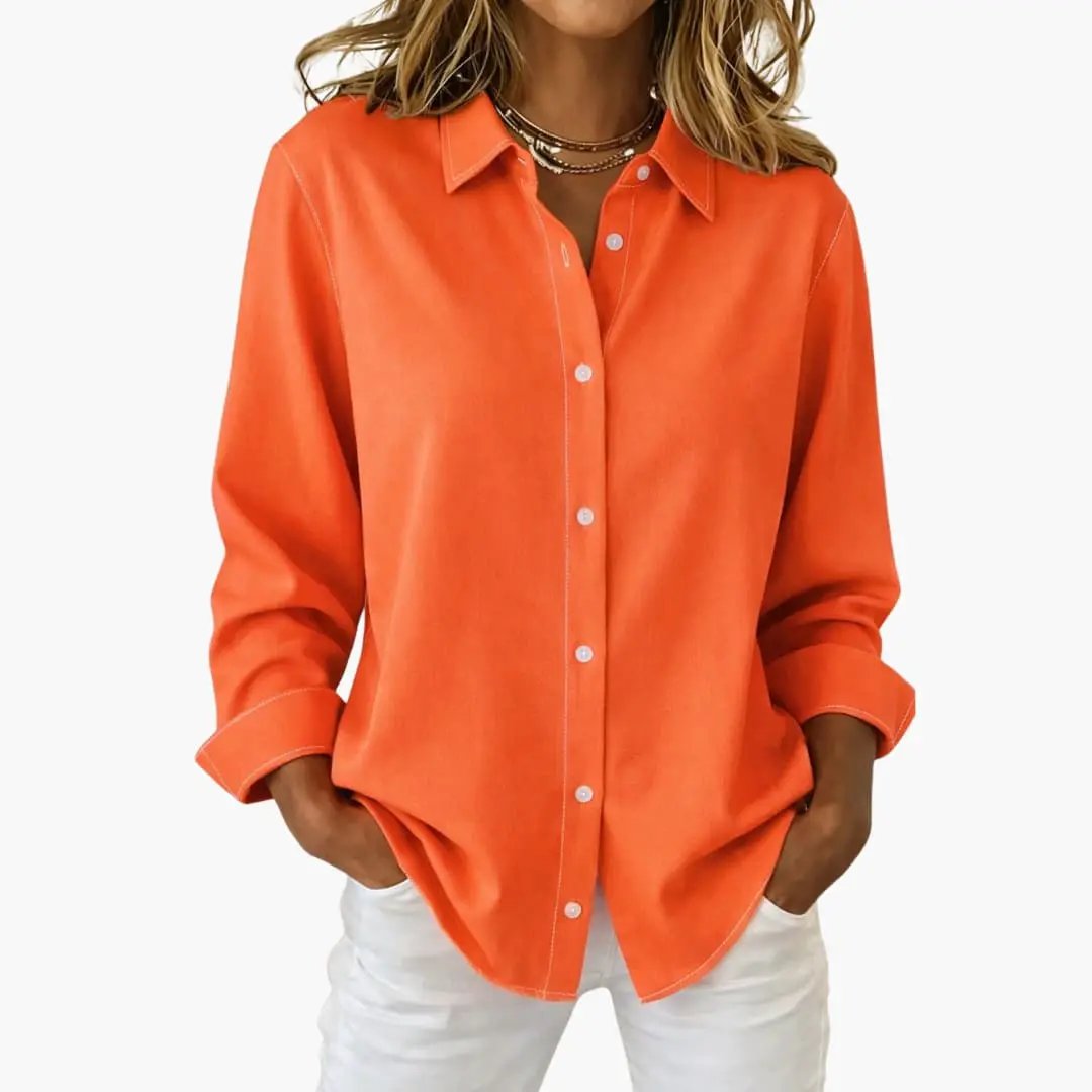 Women’s Relaxed Fit Button Up Long Sleeve Shirt