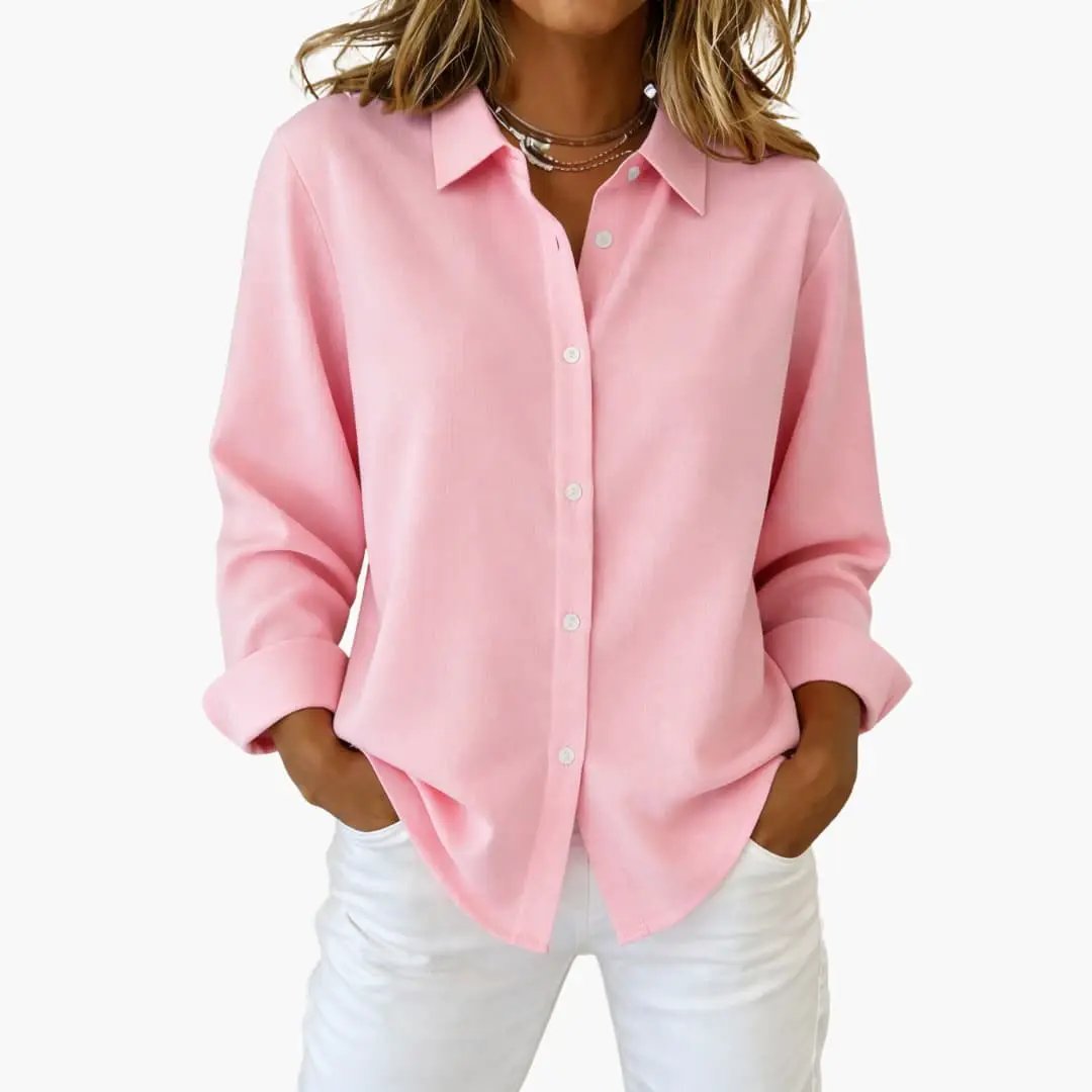 Women’s Relaxed Fit Button Up Long Sleeve Shirt