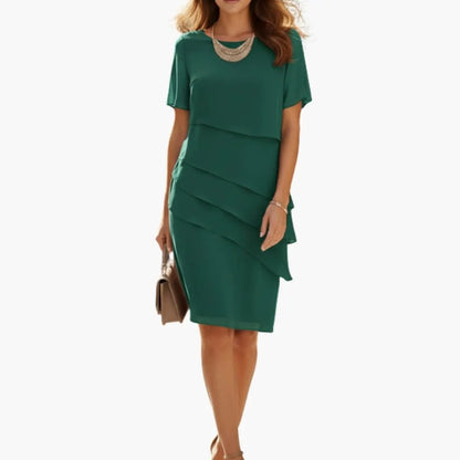 Elegant Layered Detail Midi Dress for Women