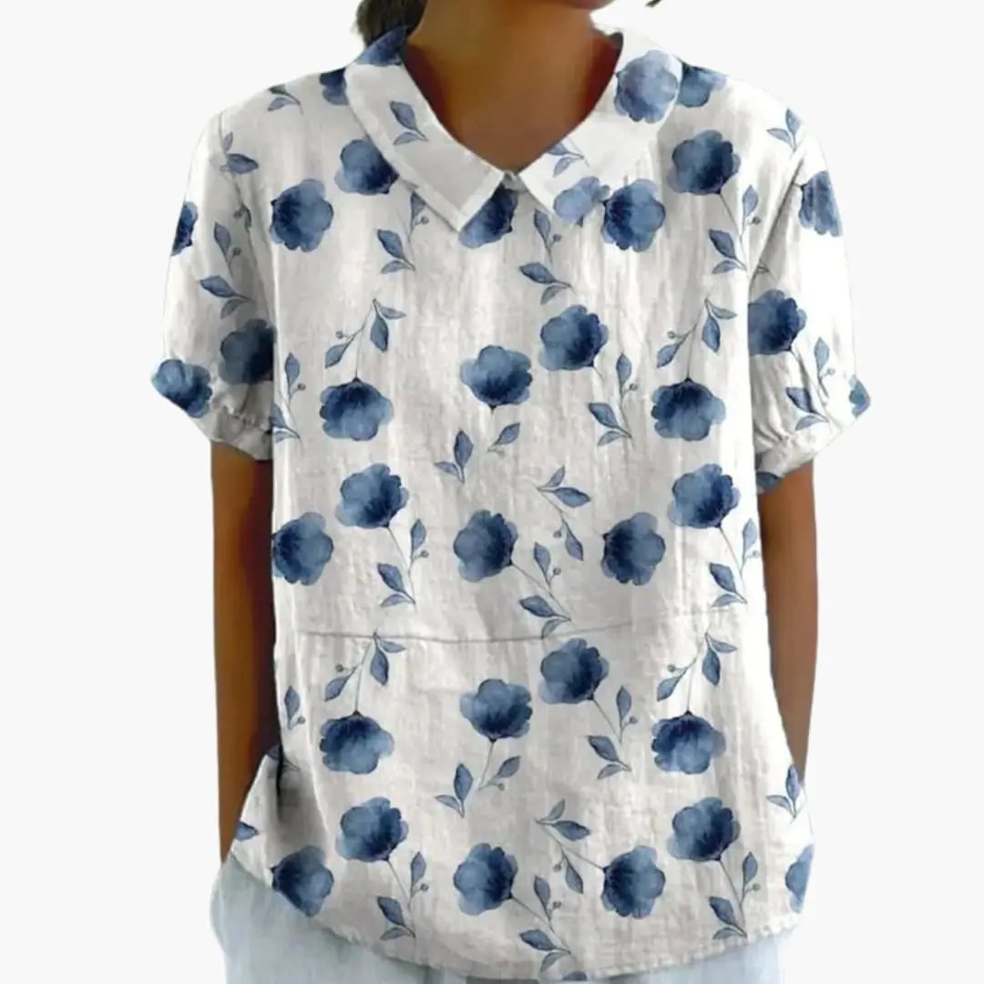 Women’s Vintage Floral Collared Casual Blouse