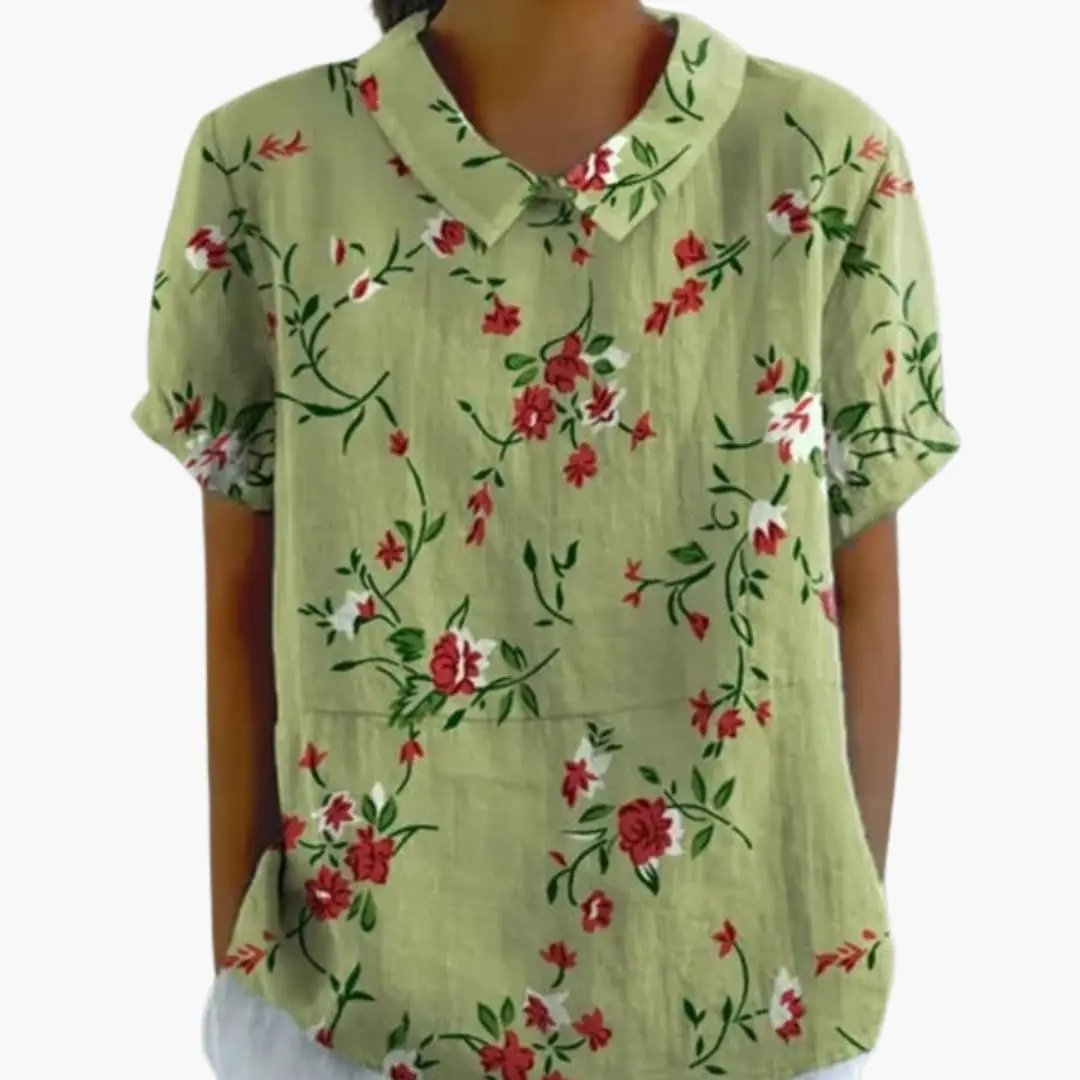Women’s Vintage Floral Collared Casual Blouse