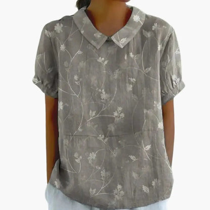 Women’s Vintage Floral Collared Casual Blouse