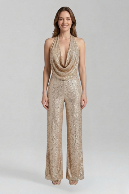 Women's Halter Jumpsuit Wide Leg Textured Sleeveless