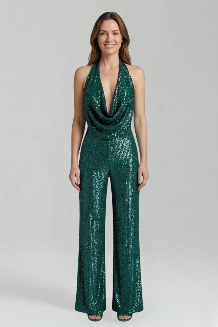 Women's Halter Jumpsuit Wide Leg Textured Sleeveless