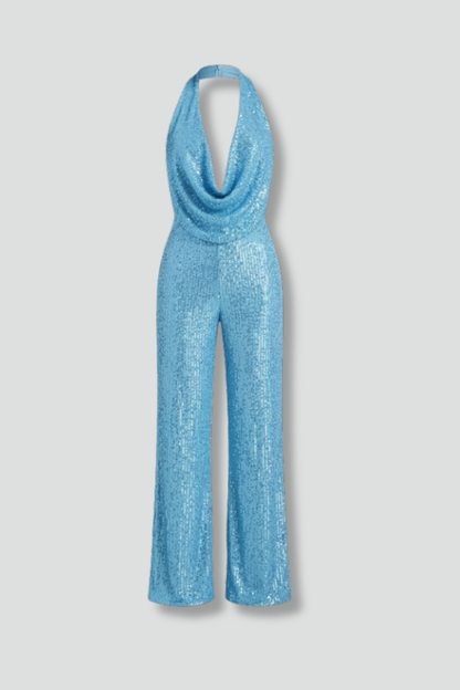 Women's Halter Jumpsuit Wide Leg Textured Sleeveless