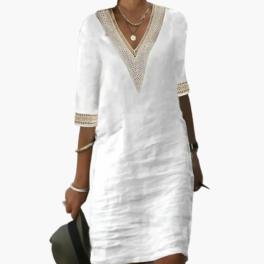Women’s Elegant V Neck Casual Shift Dress