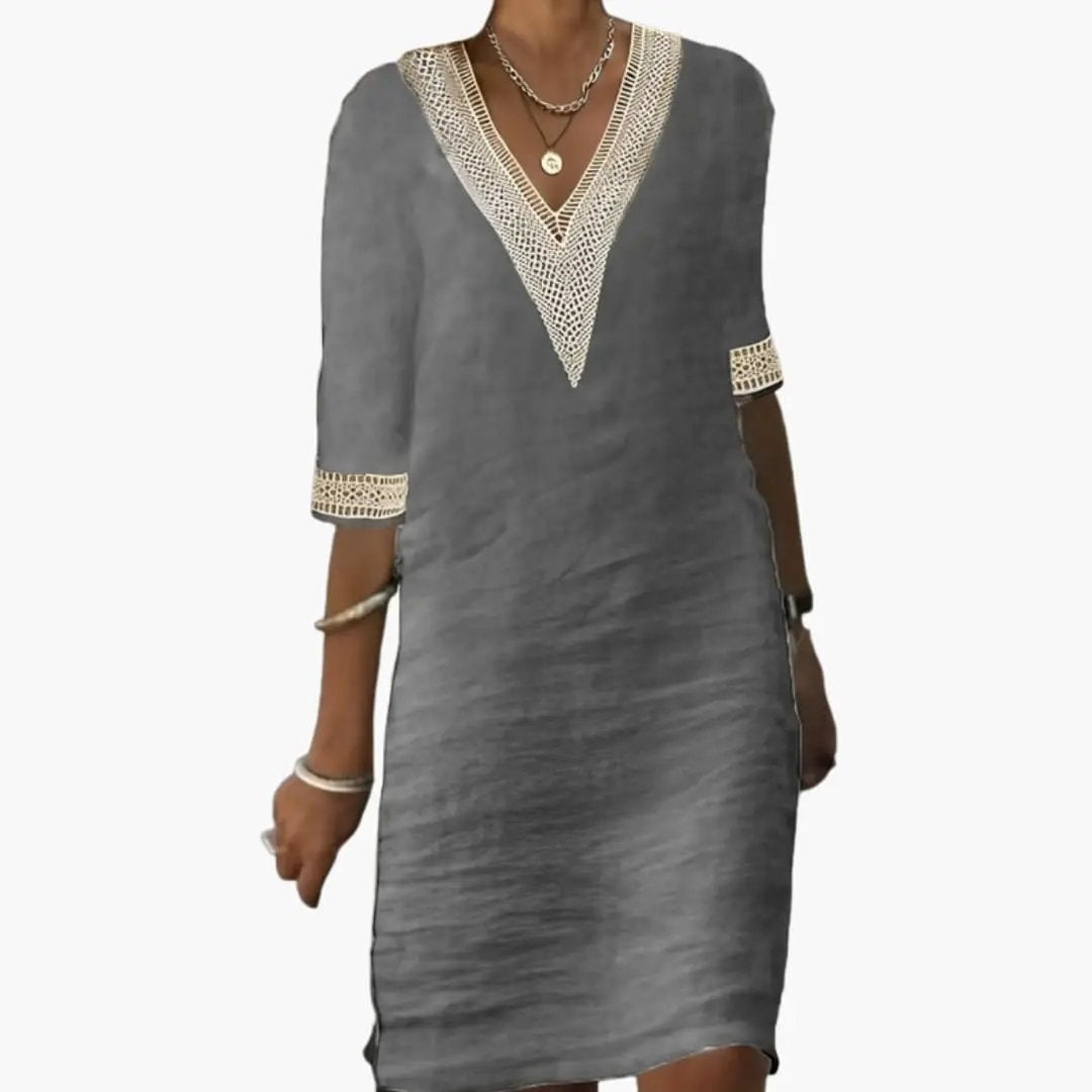 Women’s Elegant V Neck Casual Shift Dress