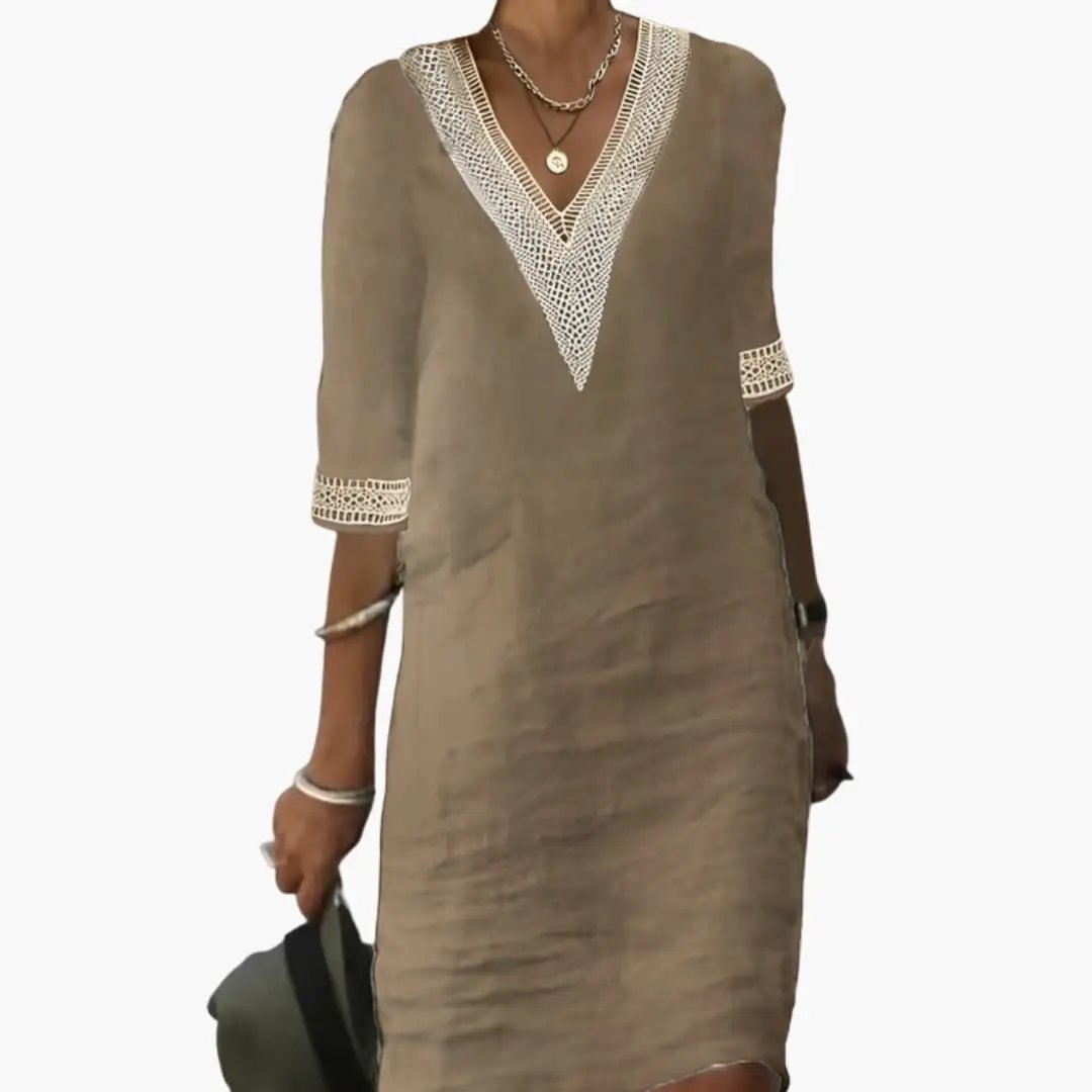 Women’s Elegant V Neck Casual Shift Dress