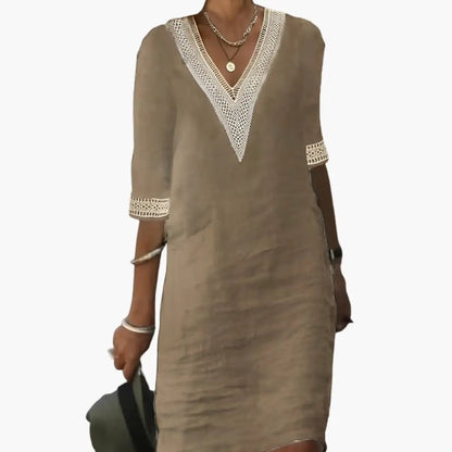 Women’s Elegant V Neck Casual Shift Dress