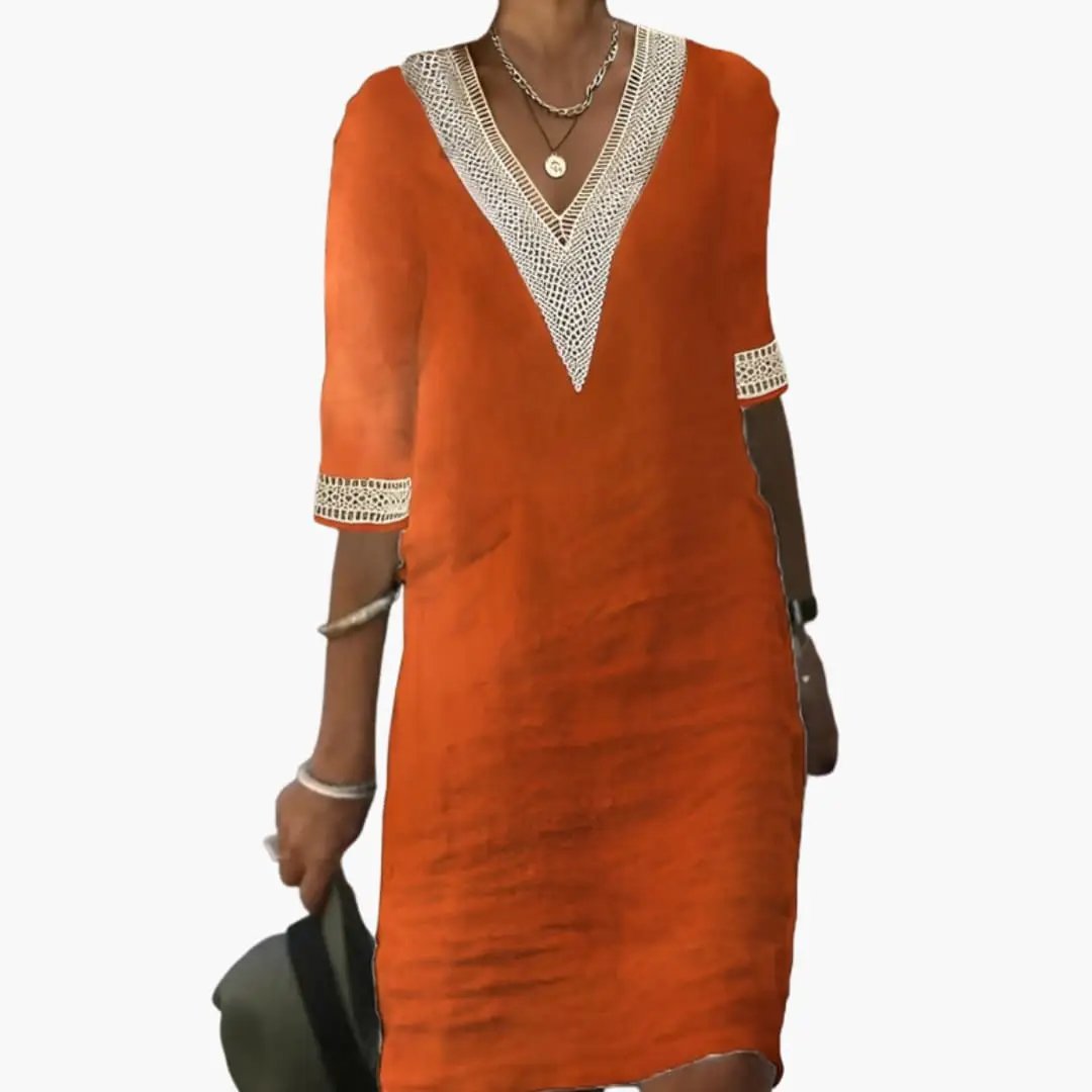 Women’s Elegant V Neck Casual Shift Dress