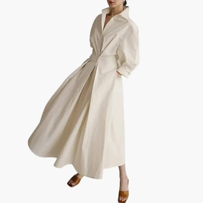 Elegant Long Sleeve Flared Maxi Dress
