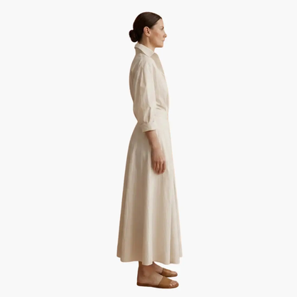 Elegant Long Sleeve Flared Maxi Dress