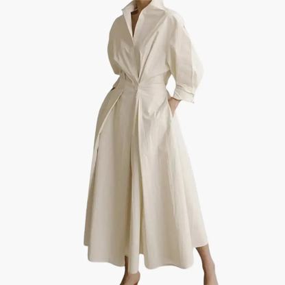 Elegant Long Sleeve Flared Maxi Dress