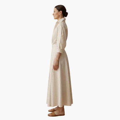 Elegant Long Sleeve Flared Maxi Dress
