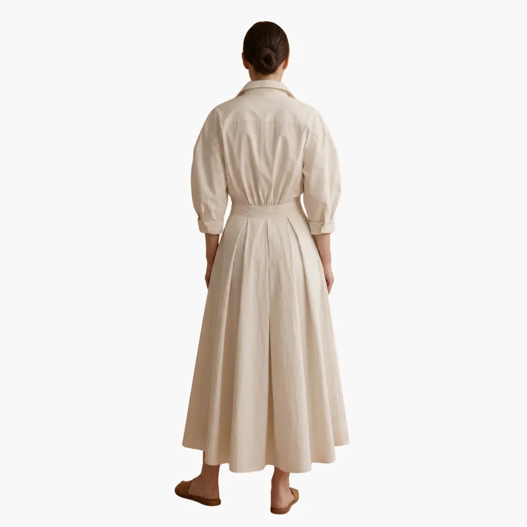 Elegant Long Sleeve Flared Maxi Dress