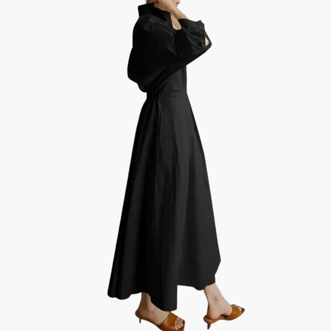 Elegant Long Sleeve Flared Maxi Dress