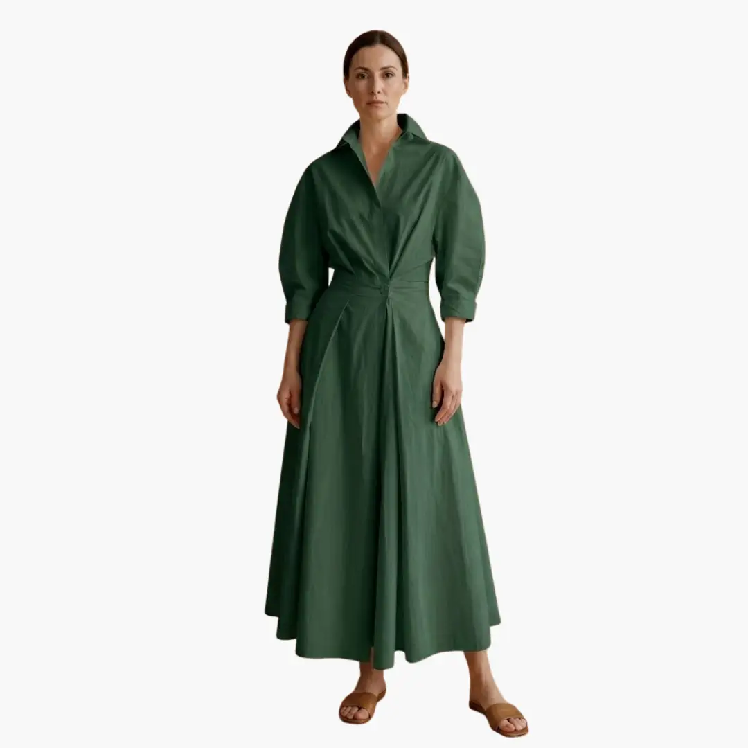 Elegant Long Sleeve Flared Maxi Dress