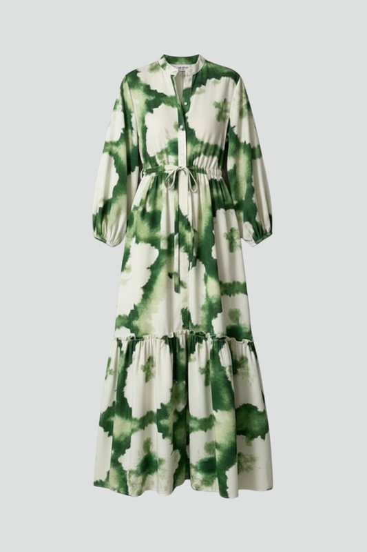 Women's Maxi Dress V-Neck Long Sleeves Printed