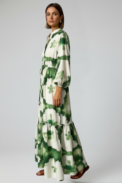 Women's Maxi Dress V-Neck Long Sleeves Printed
