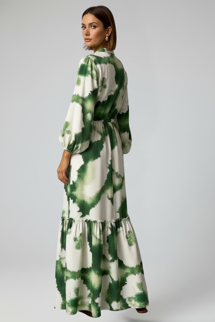 Women's Maxi Dress V-Neck Long Sleeves Printed