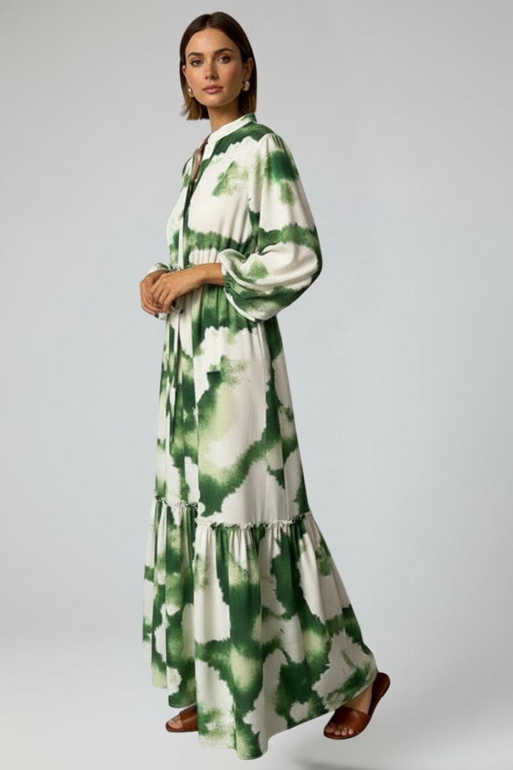Women's Maxi Dress V-Neck Long Sleeves Printed